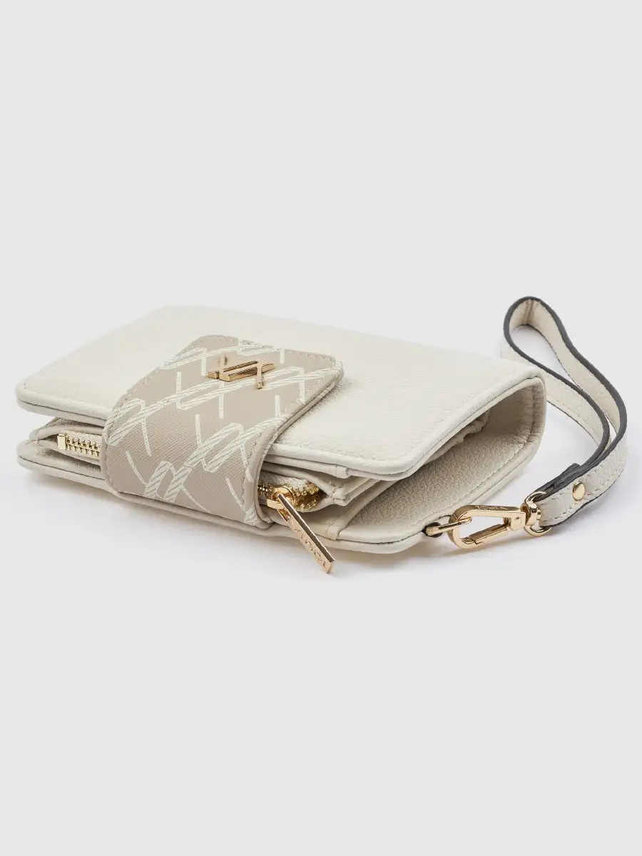 Γυναικείο εκρού πορτοφόλι Verde 18-0001627 με ανάγλυφη υφή και χρυσές λεπτομέρειες