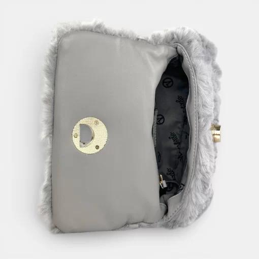 Verde Γυναικεία τσάντα χιαστί γούνινη 16-0004798 Γκρι