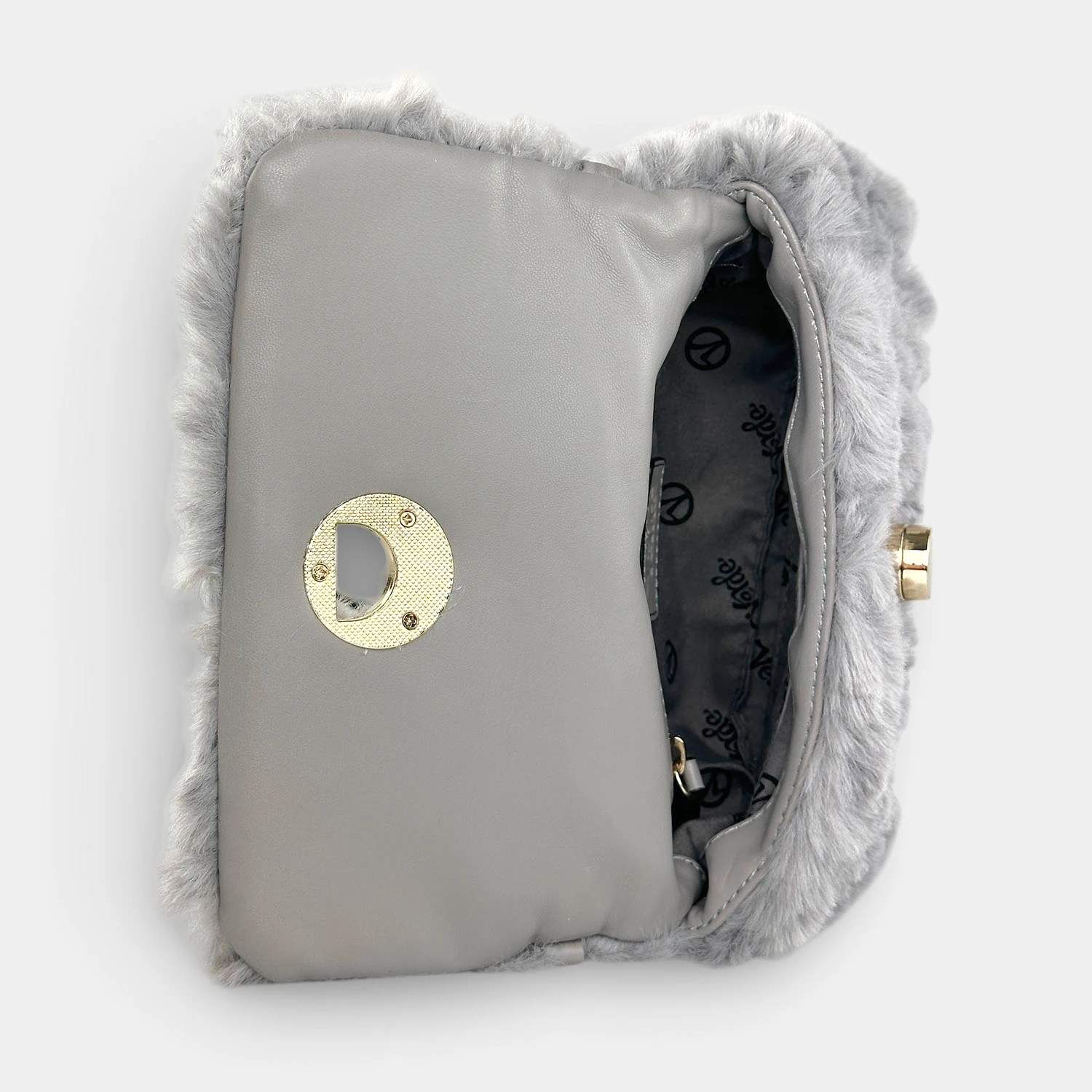 Γυναικεία τσάντα χιαστί Verde γούνινη σε γκρι χρώμα με απαλή υφή