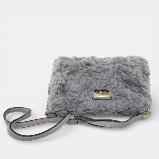 Verde Γυναικεία τσάντα χιαστί γούνινη 16-0004798 Γκρι