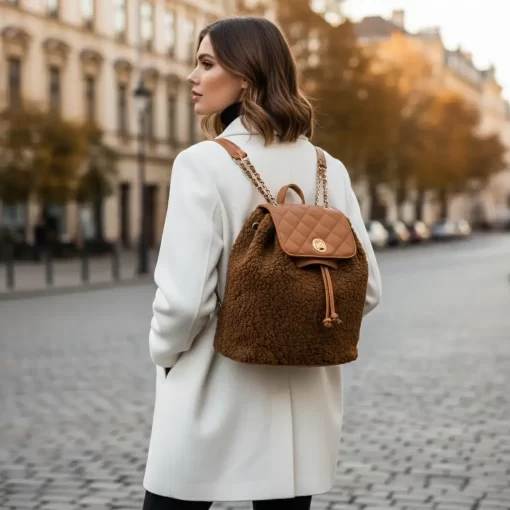 Verde Γυναικεία Τσάντα Πλάτης 16-5268-Καφέ