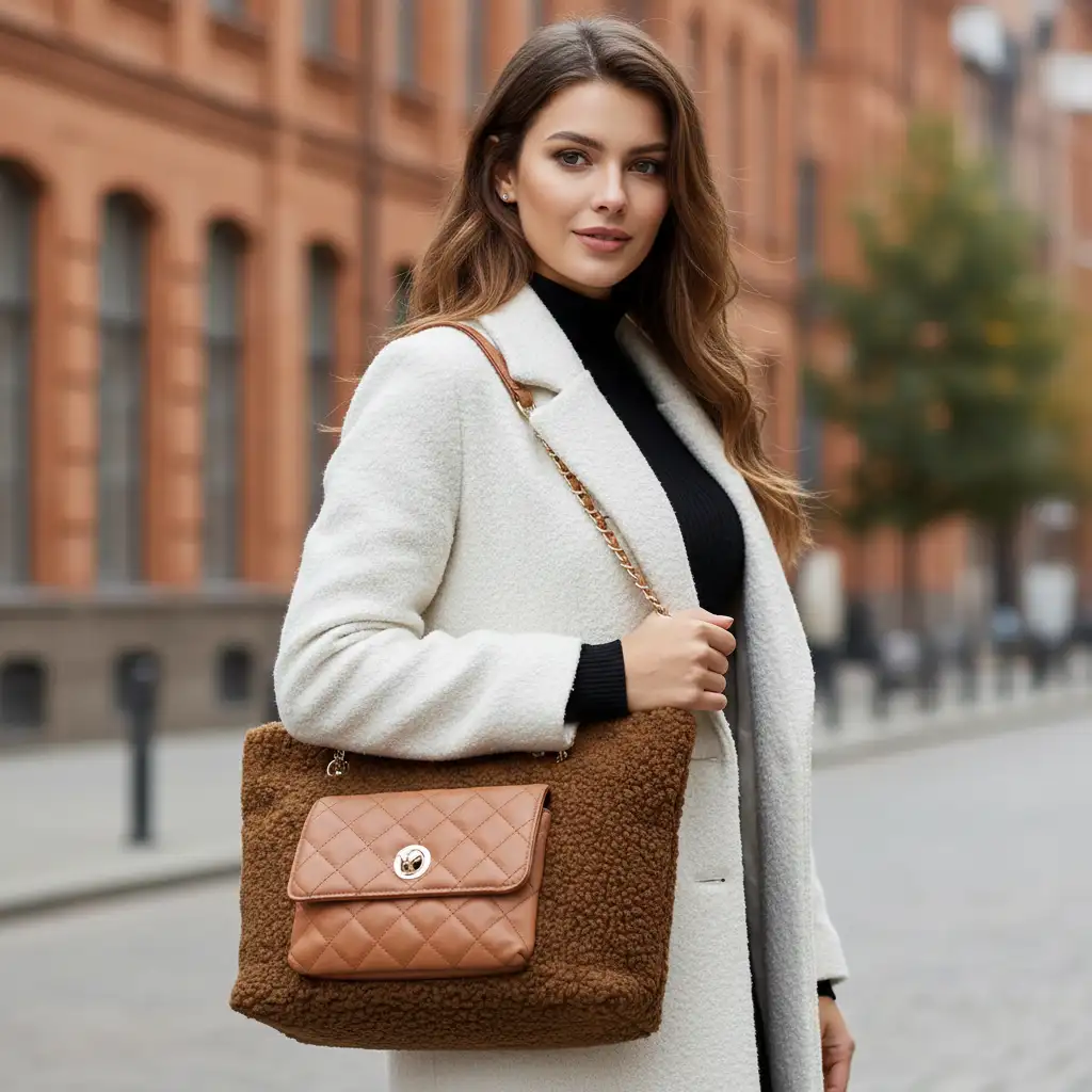 Γυναικεία τσάντα ώμου Verde 16-5269 καφέ με αλυσίδα