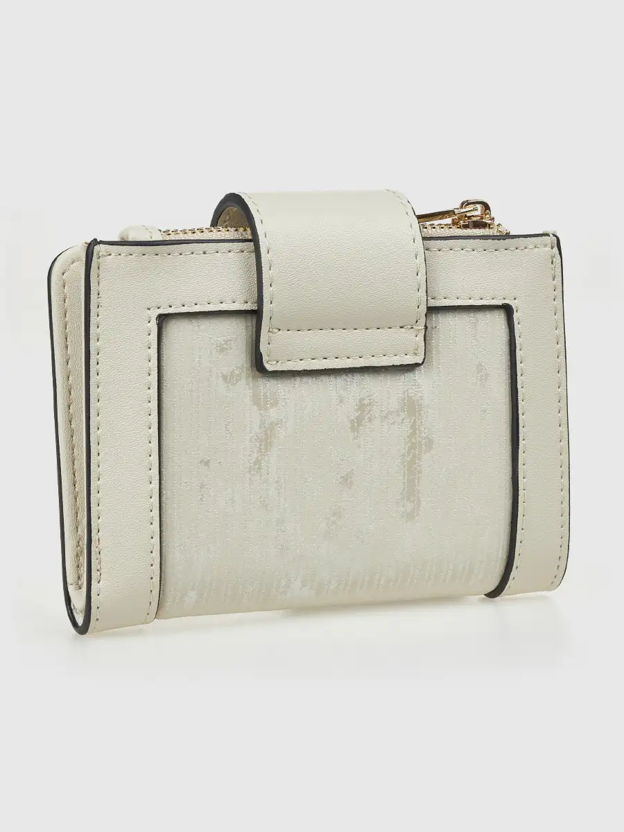 Γυναικείο εκρού πορτοφόλι Verde 18-0001578 compact με χρυσό λογότυπο