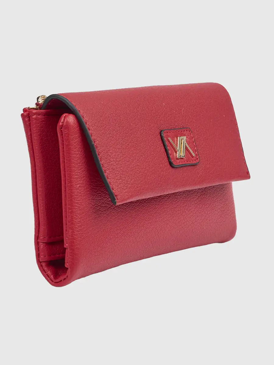 Γυναικείο κόκκινο πορτοφόλι Verde 18-0001623 από δερματίνη με πολλές θέσεις καρτών