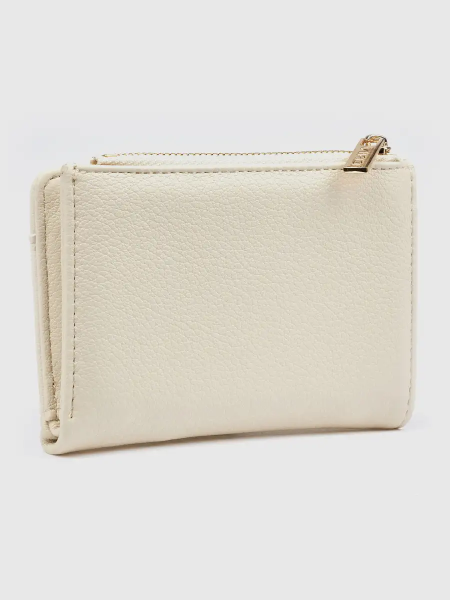 Γυναικείο εκρού πορτοφόλι Verde 18-0001624 με αποσπώμενη καρτοθήκη και χρυσό λογότυπο