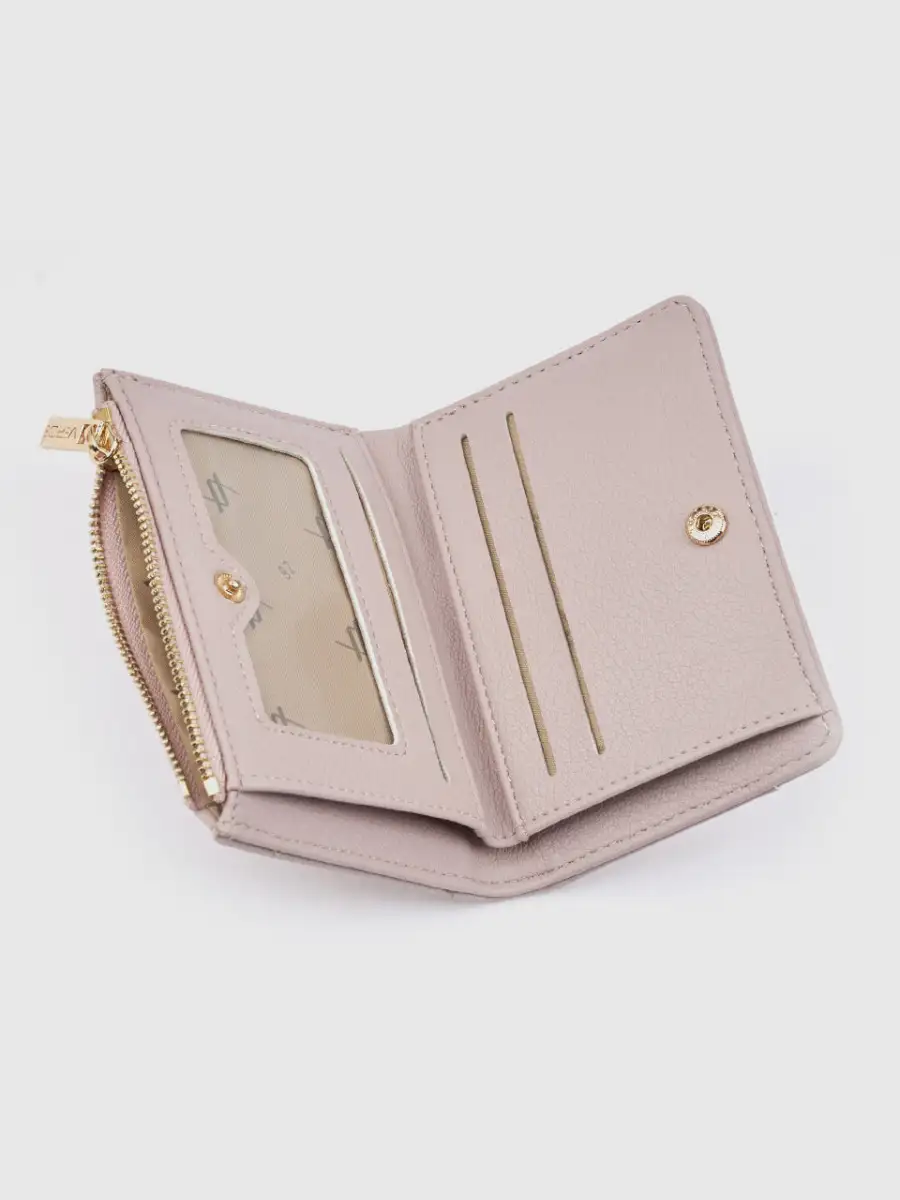 Γυναικείο λιλά πορτοφόλι Verde 18-0001624 με αποσπώμενη καρτοθήκη και χρυσό λογότυπο