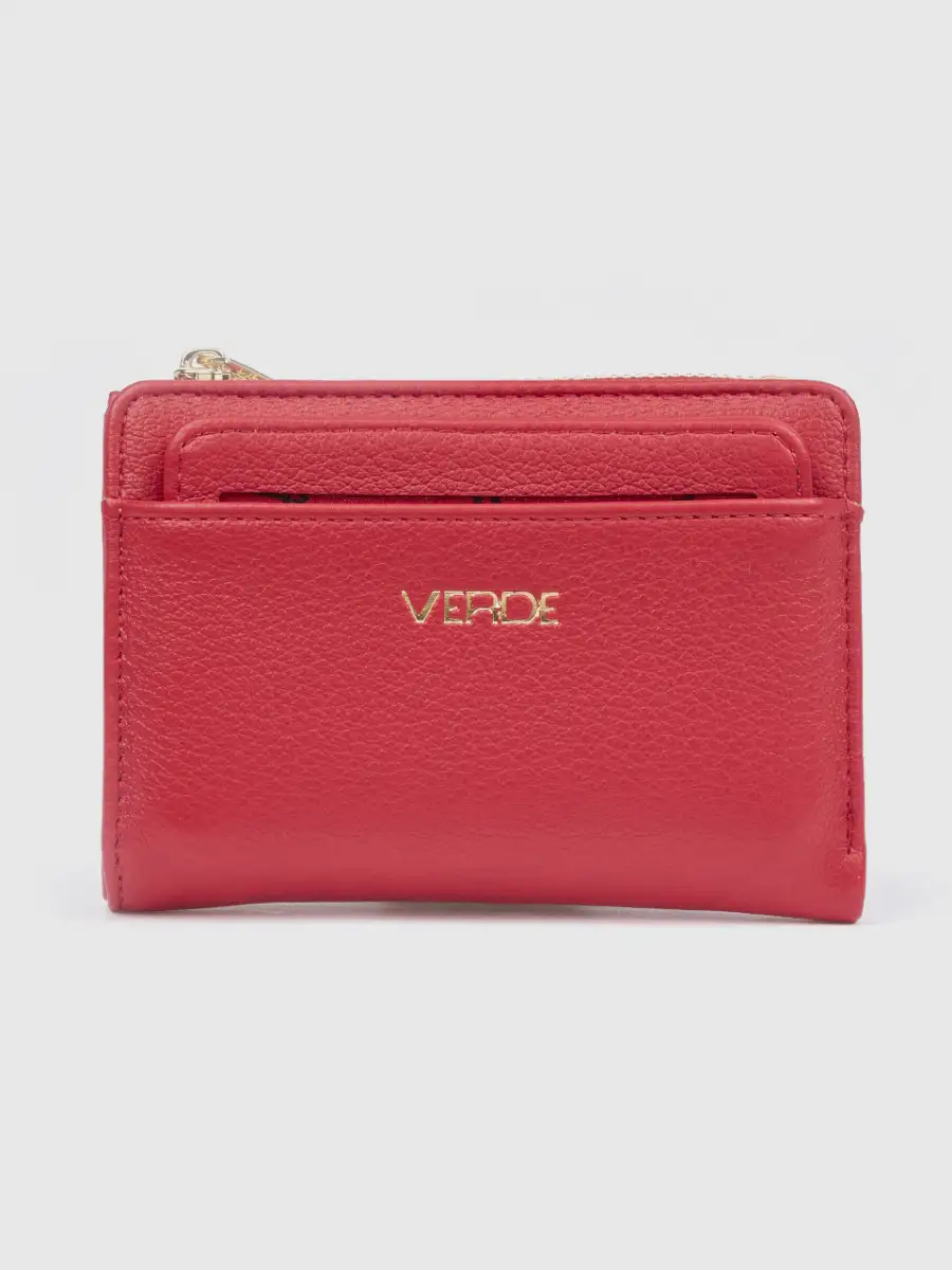Γυναικείο κόκκινο πορτοφόλι Verde 18-0001624 με αποσπώμενη καρτοθήκη
