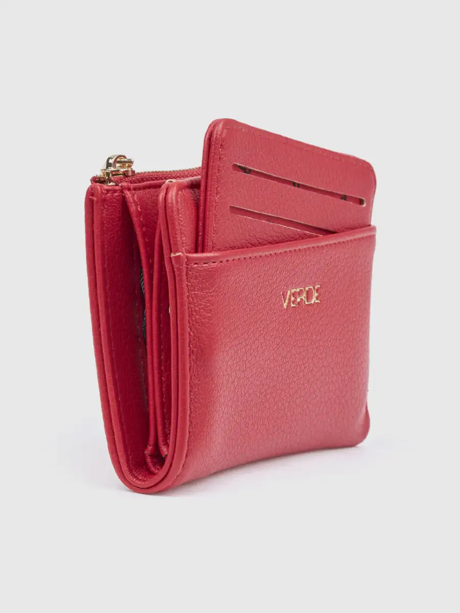 Γυναικείο κόκκινο πορτοφόλι Verde 18-0001624 με αποσπώμενη καρτοθήκη