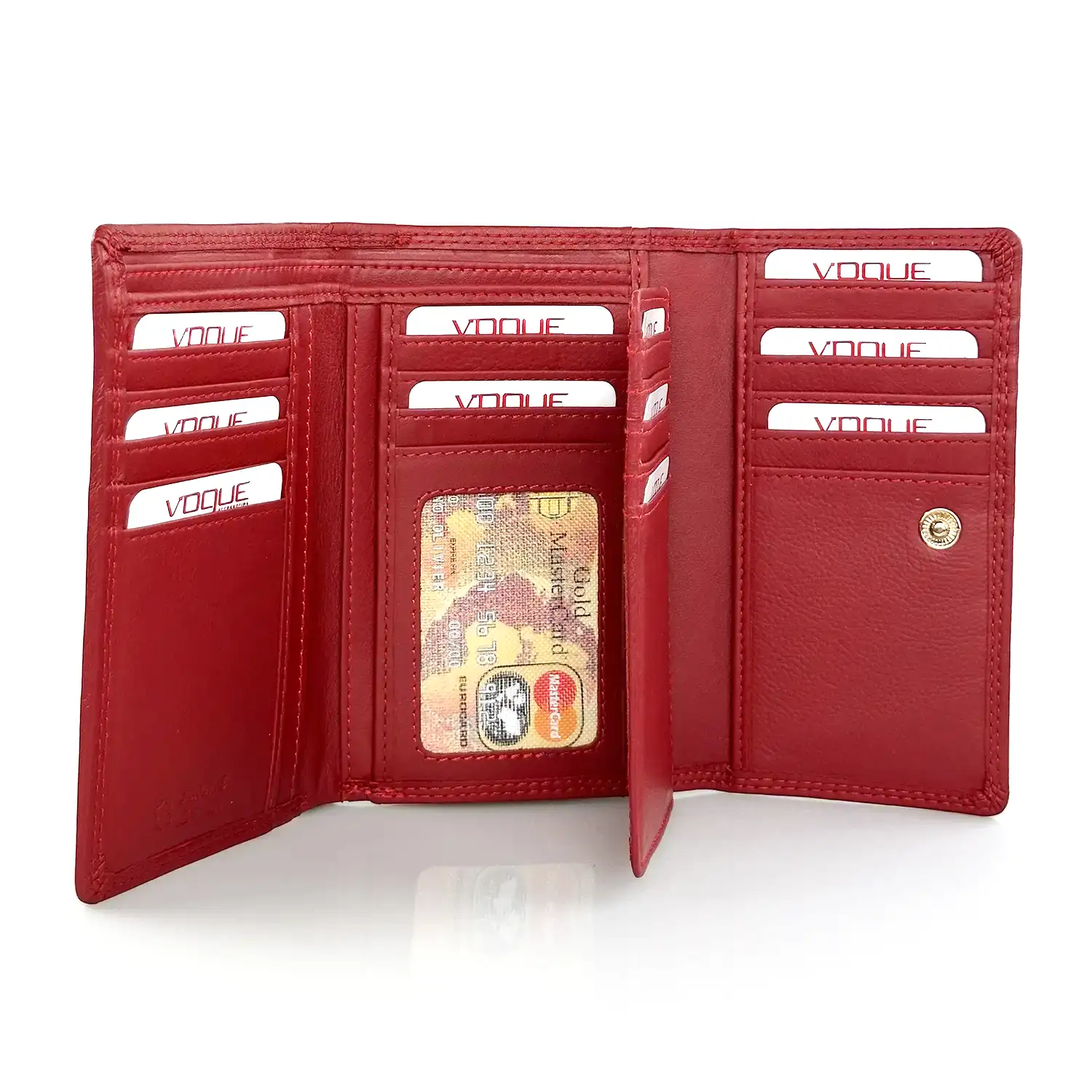 Γυναικείο δερμάτινο κόκκινο πορτοφόλι Vogue 2018V με φιόγκο