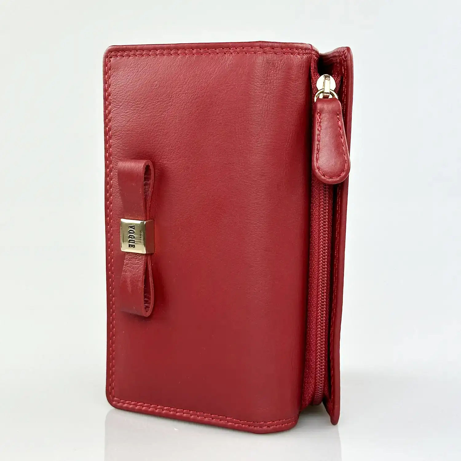 Γυναικείο δερμάτινο κόκκινο πορτοφόλι Vogue 2018V με φιόγκο