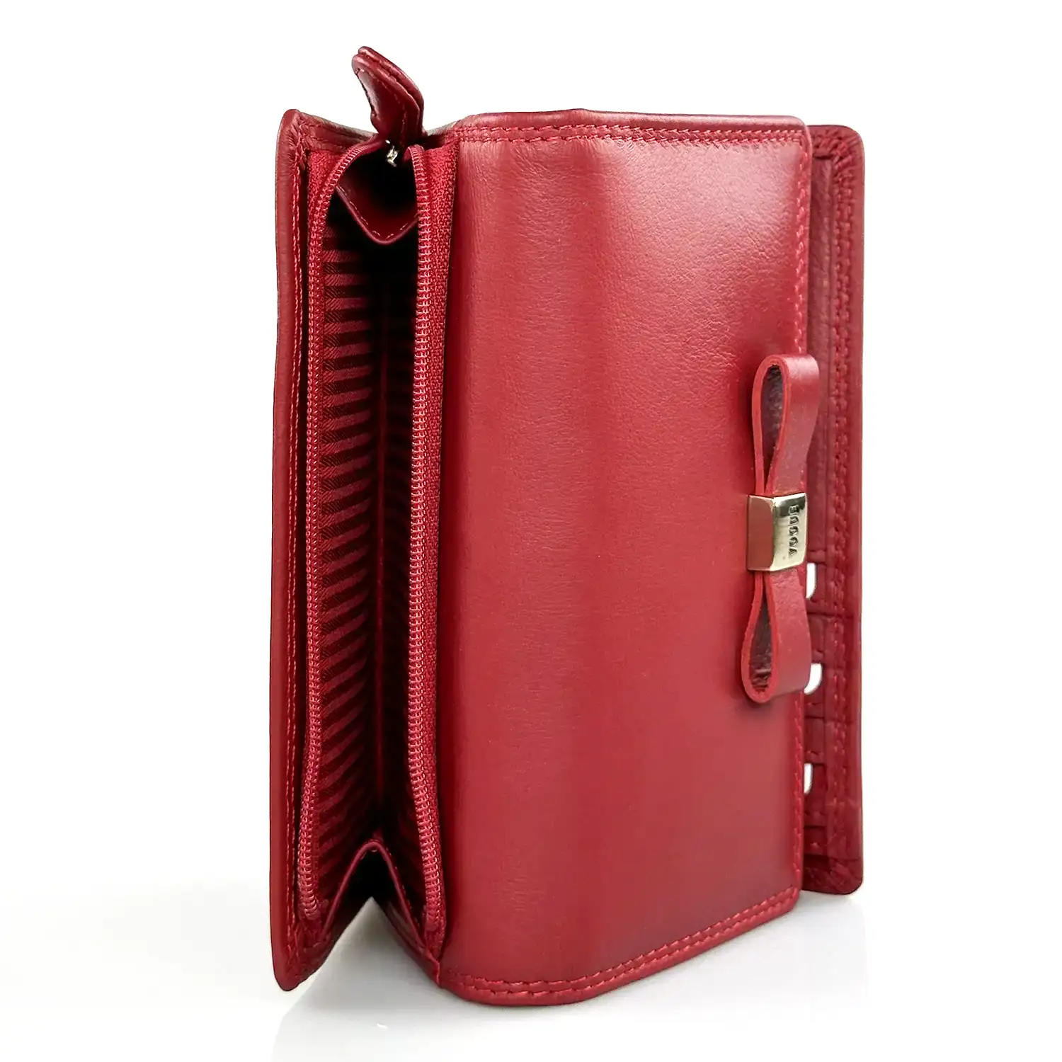 Γυναικείο δερμάτινο κόκκινο πορτοφόλι Vogue 2018V με φιόγκο