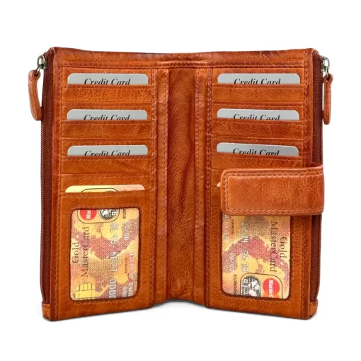 Δερμάτινο Γυναικείο Πορτοφόλι Calfnero 20810W Κονιάκ