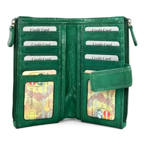 Δερμάτινο Γυναικείο Πορτοφόλι Calfnero 20810W Πράσινο