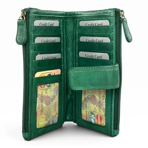 Δερμάτινο Γυναικείο Πορτοφόλι Calfnero 20810W Πράσινο