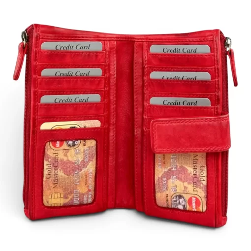 Δερμάτινο Γυναικείο Πορτοφόλι Calfnero 20810W Κόκκινο