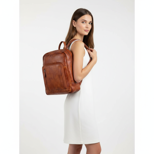 Δερμάτινο Σακίδιο Πλάτης Calfnero 219-068 Κονιάκ