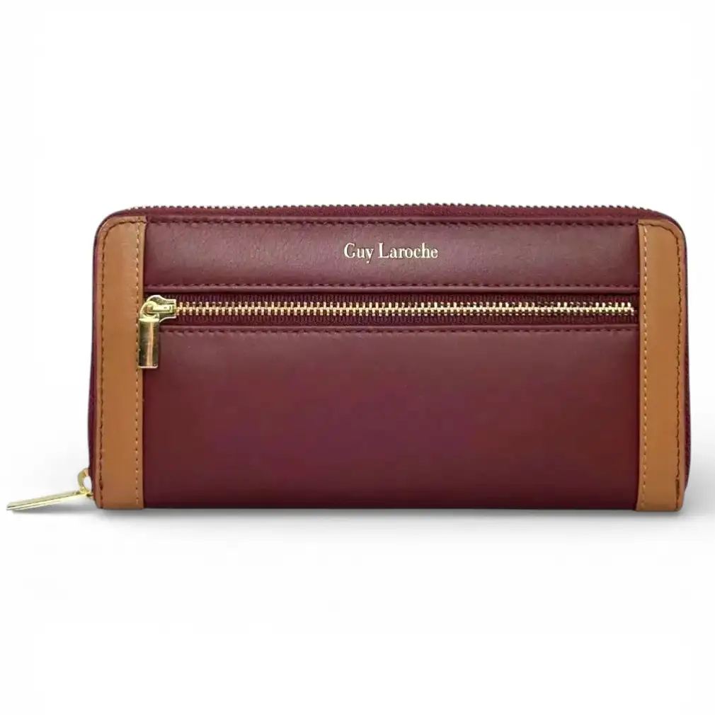 Γυναικείο δερμάτινο πορτοφόλι Guy Laroche 24711 σε μπορντό χρώμα με πολλές θέσεις καρτών