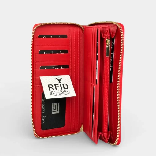 Guy Laroche δερμάτινο γυναικείο Πορτοφόλι 24711 Κόκκινο