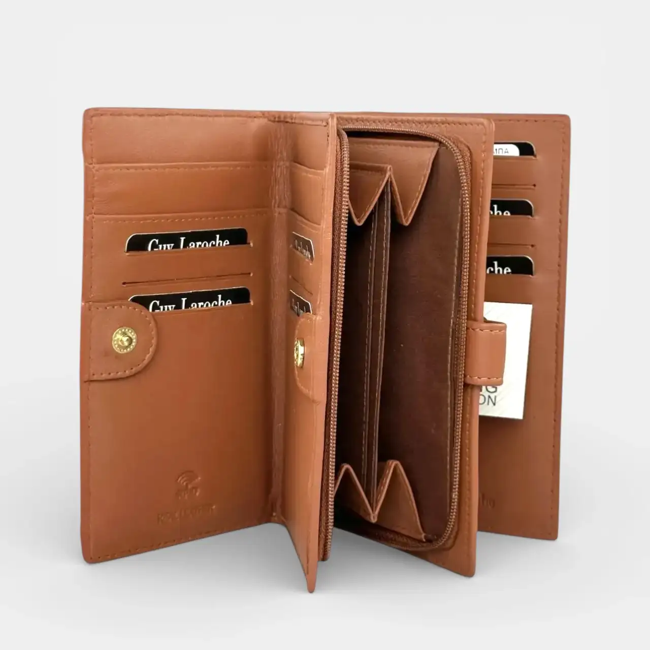 Γυναικείο δερμάτινο πορτοφόλι Guy Laroche 24712 σε ταμπά χρώμα με εξωτερικό φερμουάρ