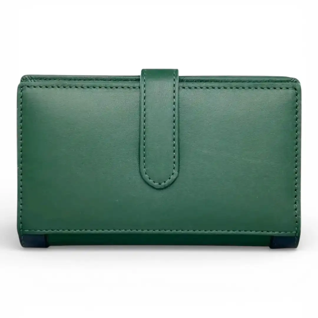 Γυναικείο δερμάτινο πορτοφόλι Guy Laroche 24712 σε πράσινο χρώμα με εξωτερικό φερμουάρ