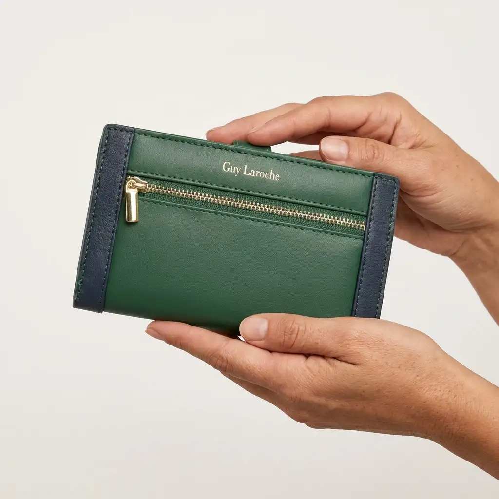 Γυναικείο δερμάτινο πορτοφόλι Guy Laroche 24712 σε πράσινο χρώμα με εξωτερικό φερμουάρ