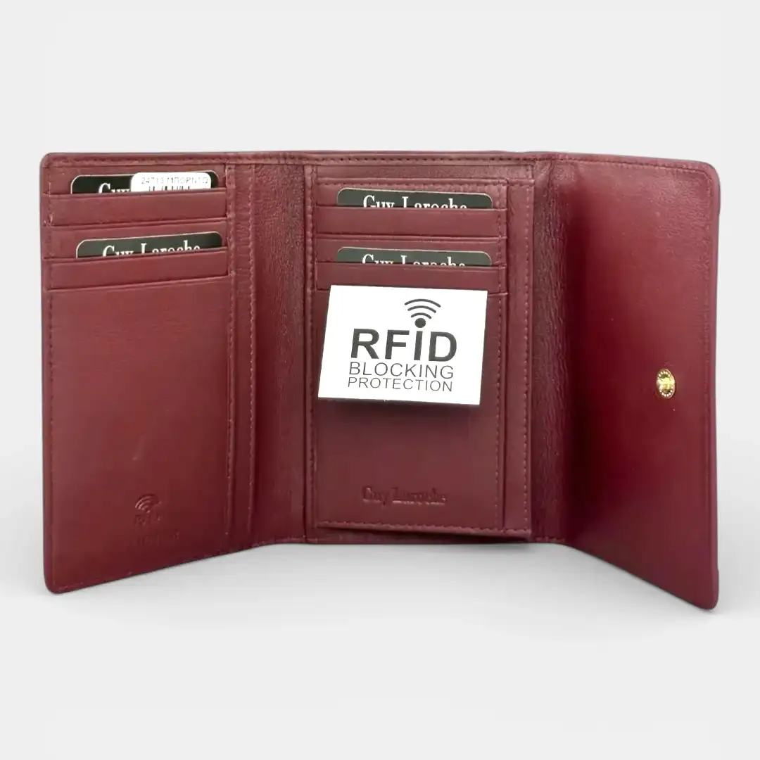 Γυναικείο δερμάτινο πορτοφόλι Guy Laroche 24713 σε μπορντό χρώμα με εξωτερικό φερμουάρ