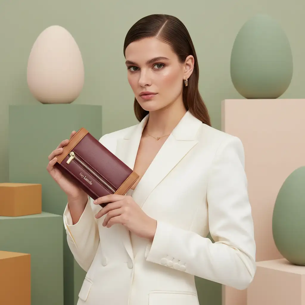 Γυναικείο δερμάτινο πορτοφόλι Guy Laroche 24713 σε μπορντό χρώμα με εξωτερικό φερμουάρ