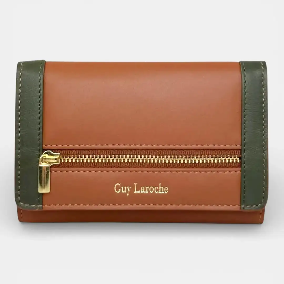 Γυναικείο δερμάτινο πορτοφόλι Guy Laroche 24713 σε ταμπά χρώμα με εξωτερικό φερμουάρ