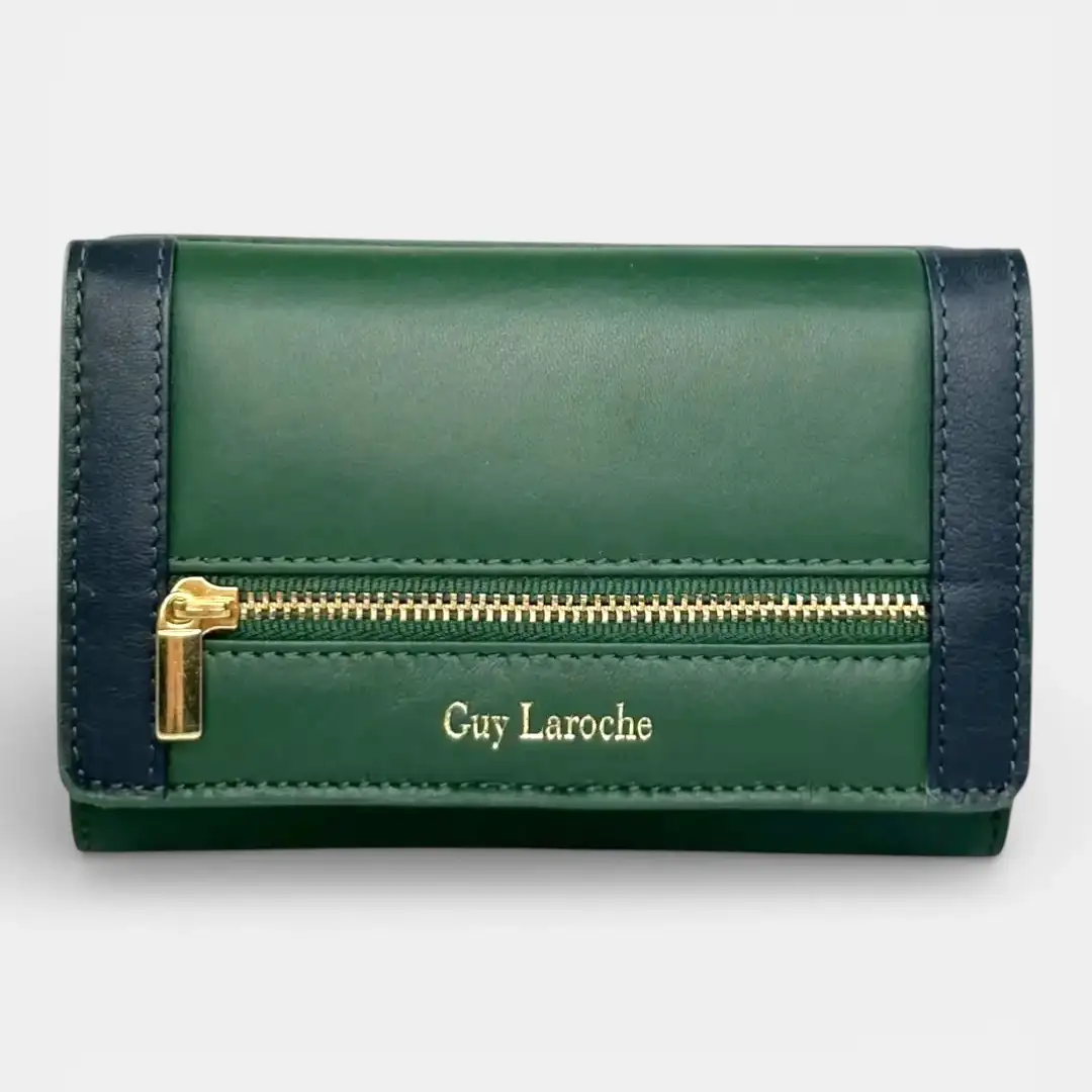 Γυναικείο δερμάτινο πορτοφόλι Guy Laroche 24713 σε πράσινο χρώμα με εξωτερικό φερμουάρ