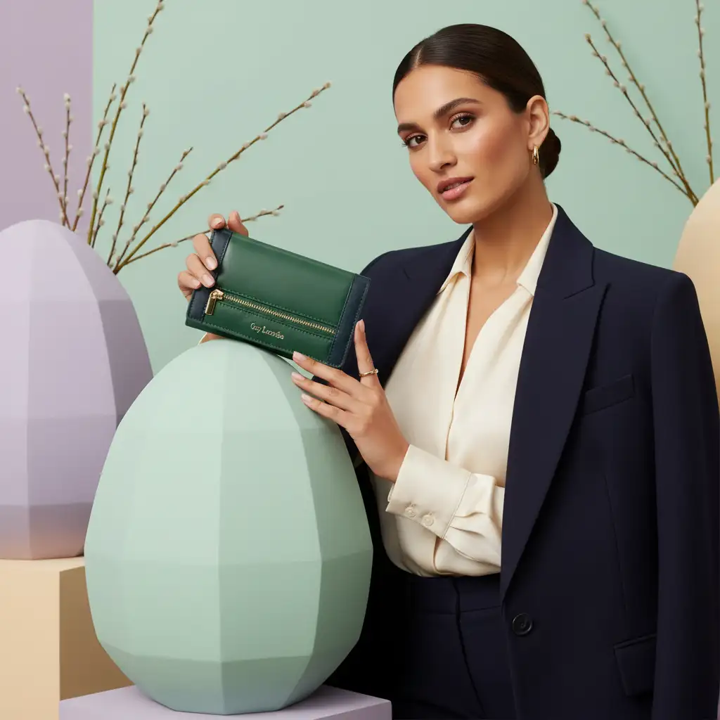 Γυναικείο δερμάτινο πορτοφόλι Guy Laroche 24713 σε πράσινο χρώμα με εξωτερικό φερμουάρ