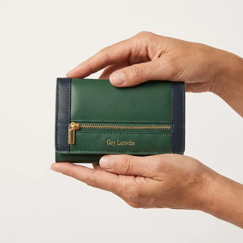 Γυναικείο δερμάτινο πορτοφόλι Guy Laroche 24713 σε πράσινο χρώμα με εξωτερικό φερμουάρ