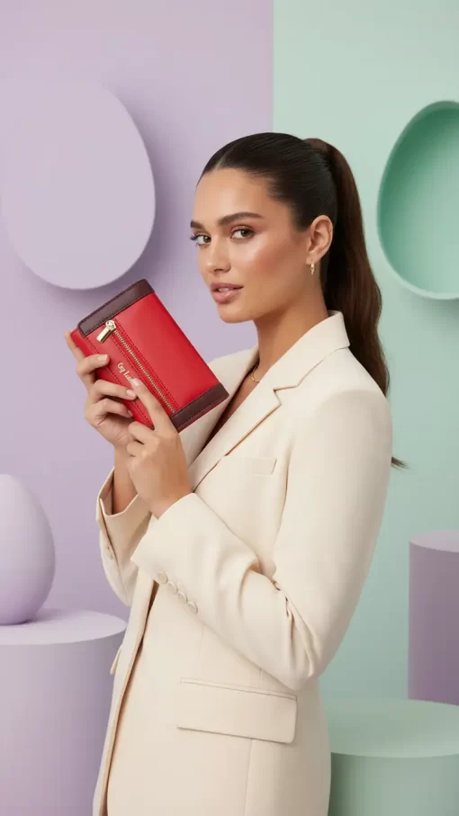 Guy Laroche δερμάτινο γυναικείο Πορτοφόλι 24713 Κόκκινο