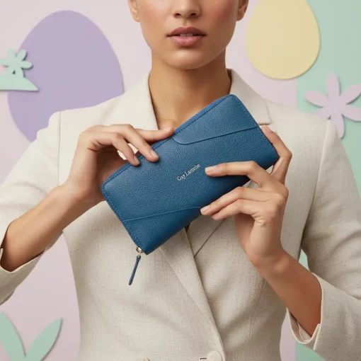 Guy Laroche δερμάτινο γυναικείο Πορτοφόλι 24811 Μπλε