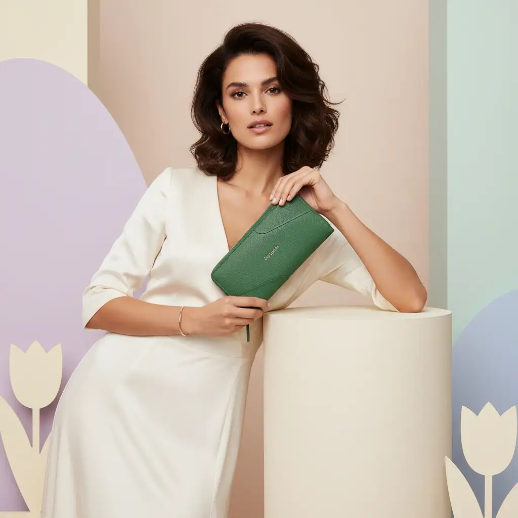 Γυναικείο δερμάτινο πορτοφόλι Guy Laroche 24811 σε πράσινο χρώμα με πολλές θέσεις καρτών