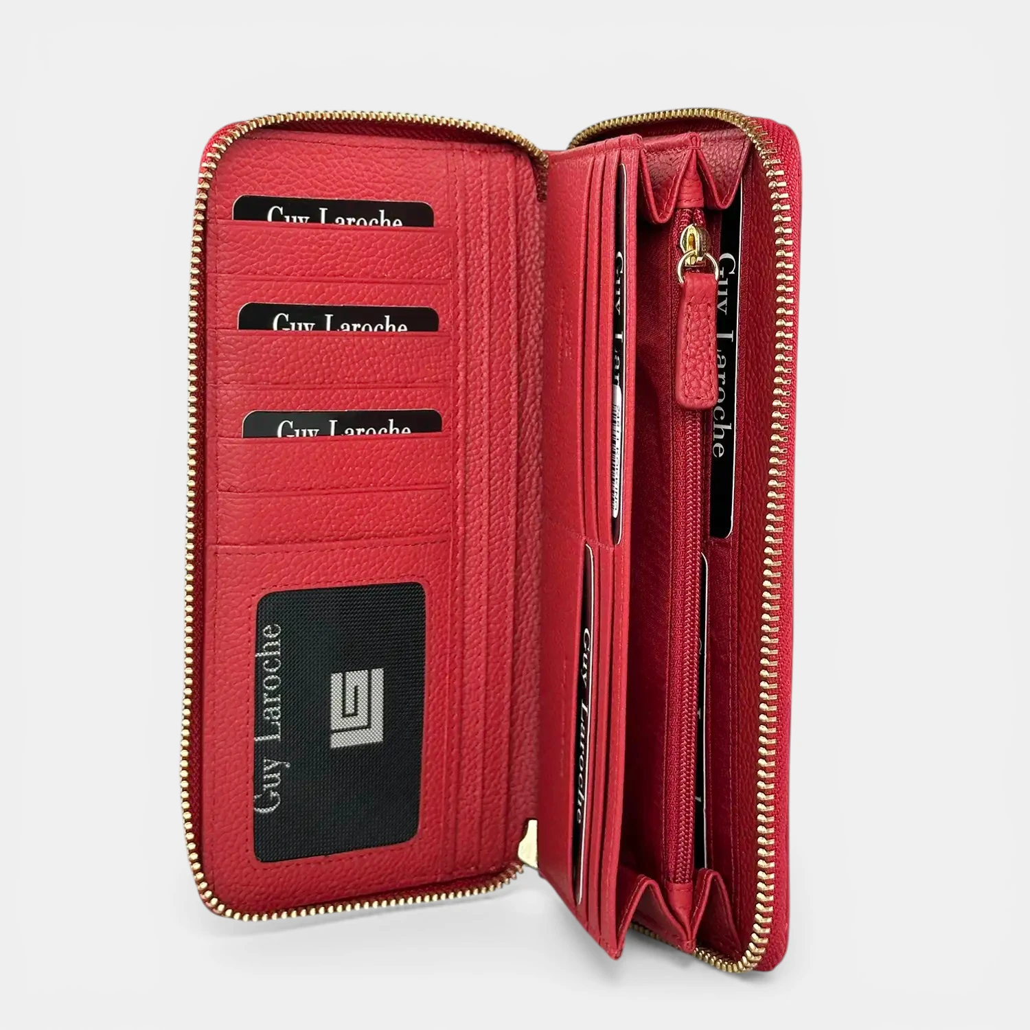 Γυναικείο δερμάτινο πορτοφόλι Guy Laroche 24811 σε κόκκινο χρώμα με πολλές θέσεις καρτών