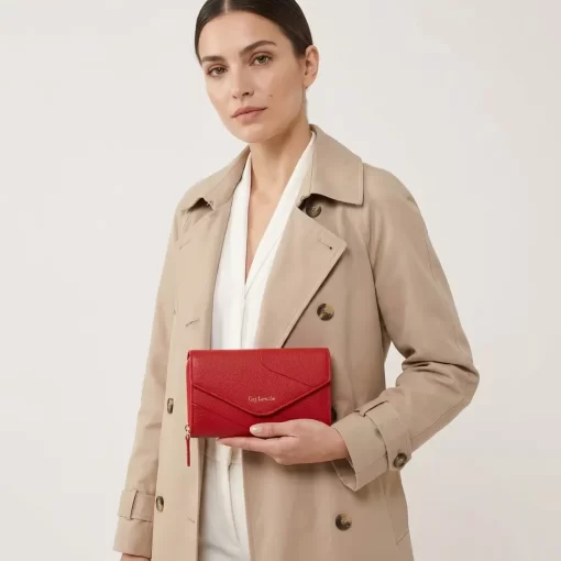 Guy Laroche δερμάτινο γυναικείο Πορτοφόλι 24812 Κόκκινο