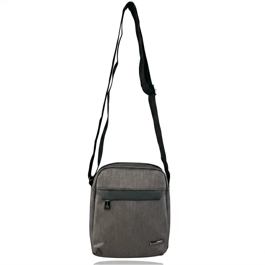 Υφασμάτινη τσάντα ώμου και χιαστί Forest καφέ με θήκες φερμουάρ εμπρός και πίσω