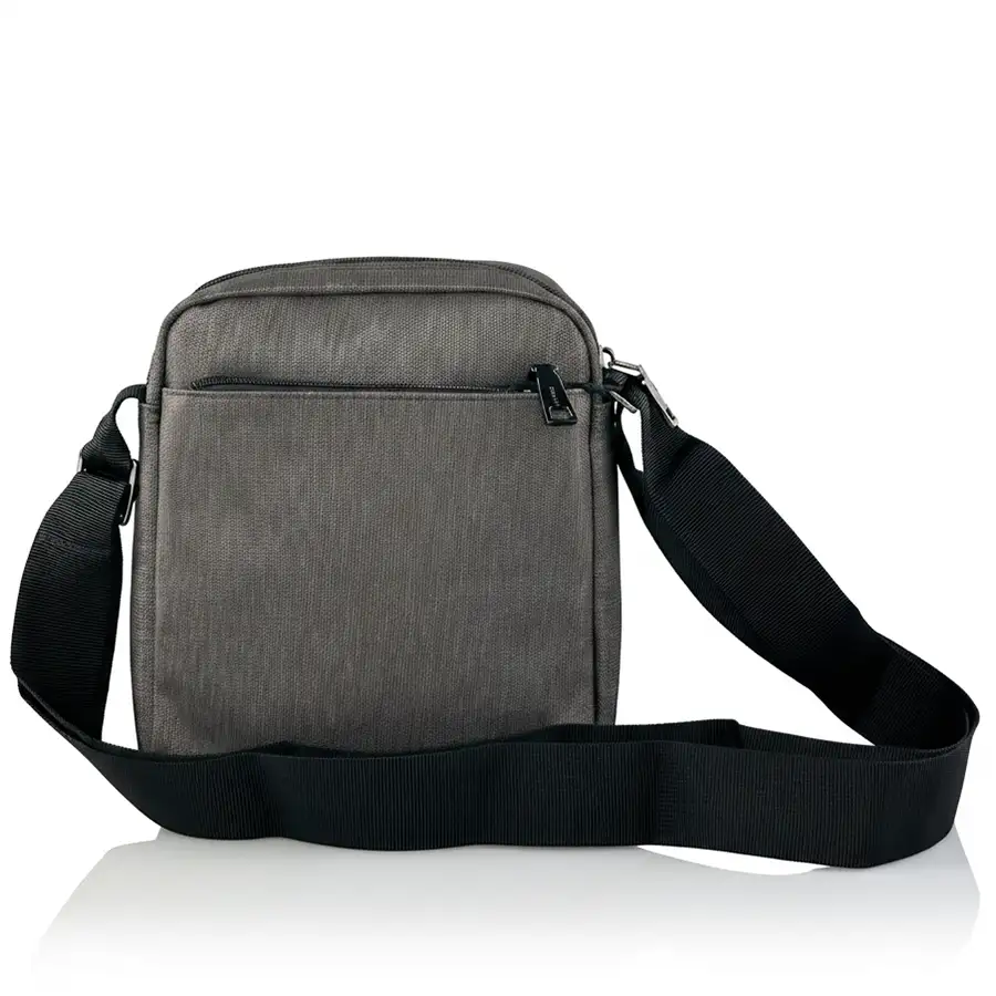 Υφασμάτινη τσάντα ώμου και χιαστί Forest καφέ με θήκες φερμουάρ εμπρός και πίσω