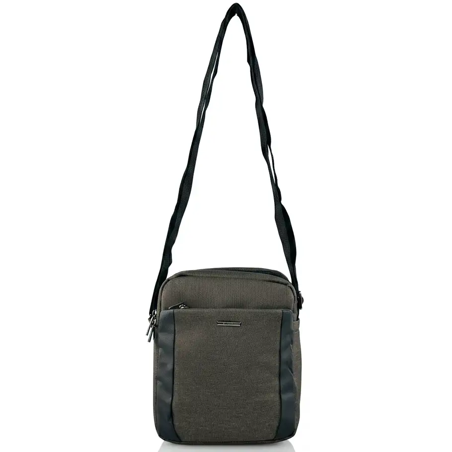 Υφασμάτινη τσάντα ώμου και χιαστί Forest καφέ με θήκες φερμουάρ