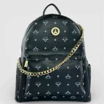 Σακίδιο πλάτης γυναικείο μεγάλο μαύρο La Tour Eiffel με δερμάτινες λεπτομέρειες