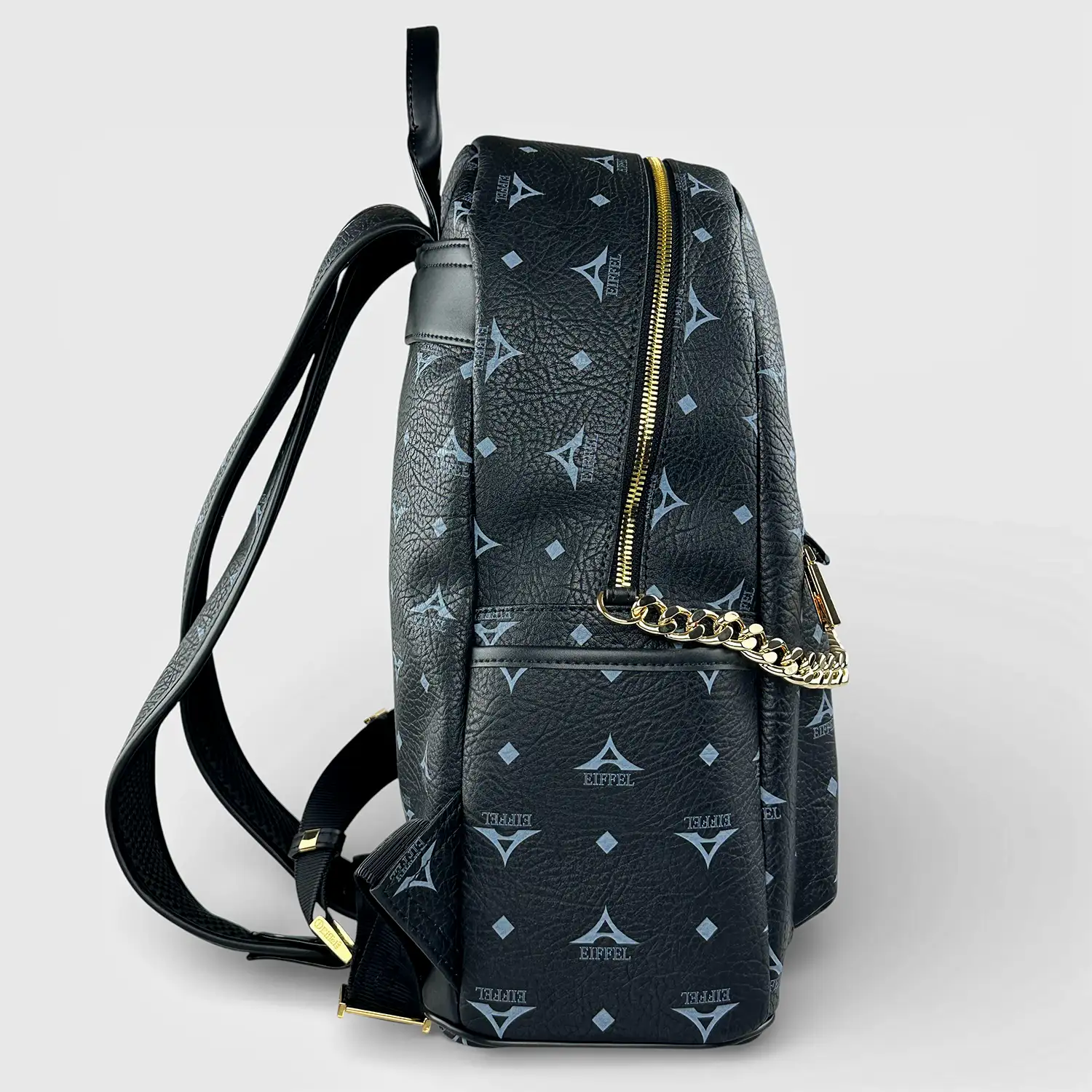 Σακίδιο πλάτης γυναικείο μεγάλο μαύρο La Tour Eiffel με δερμάτινες λεπτομέρειες