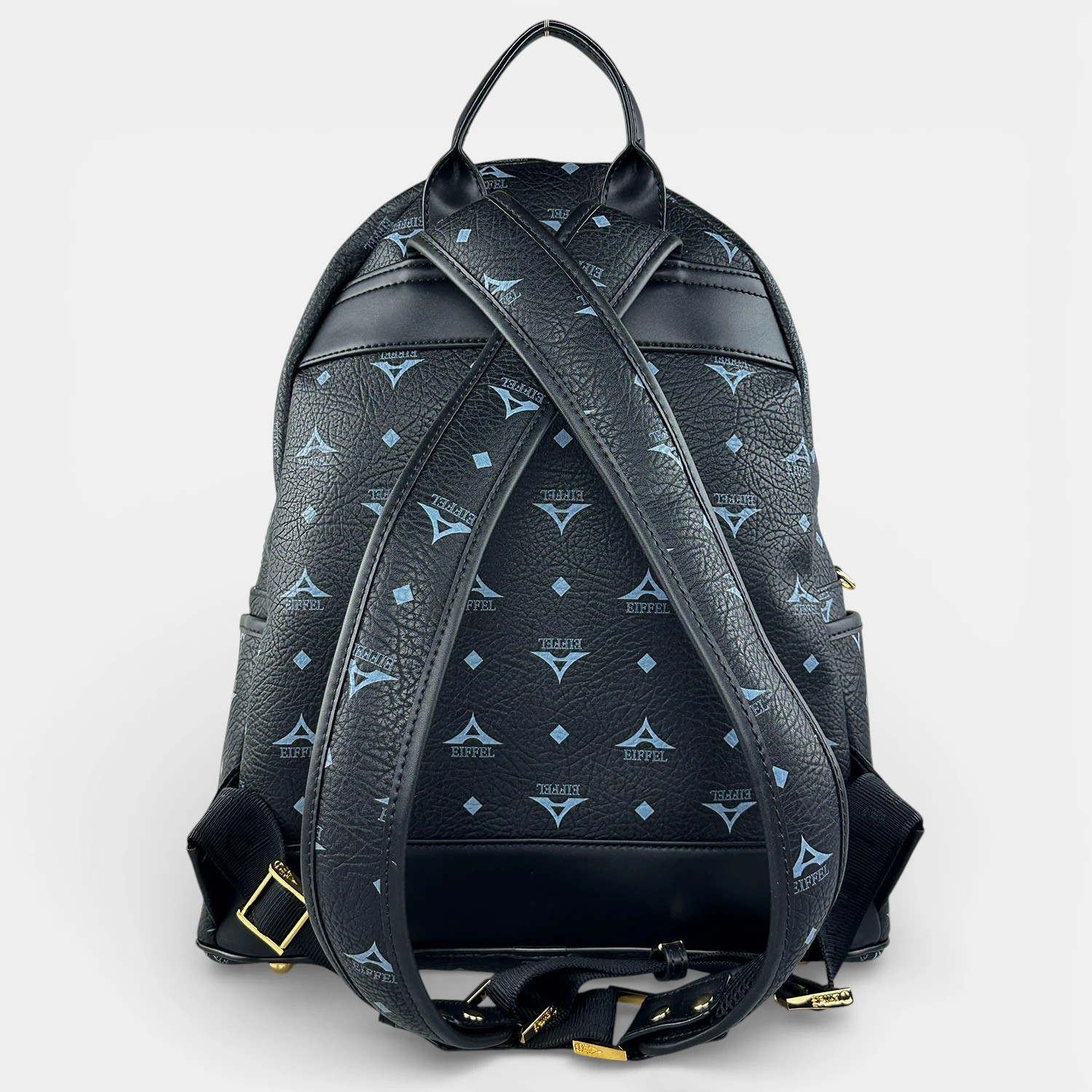 Σακίδιο πλάτης γυναικείο μεγάλο μαύρο La Tour Eiffel με δερμάτινες λεπτομέρειες