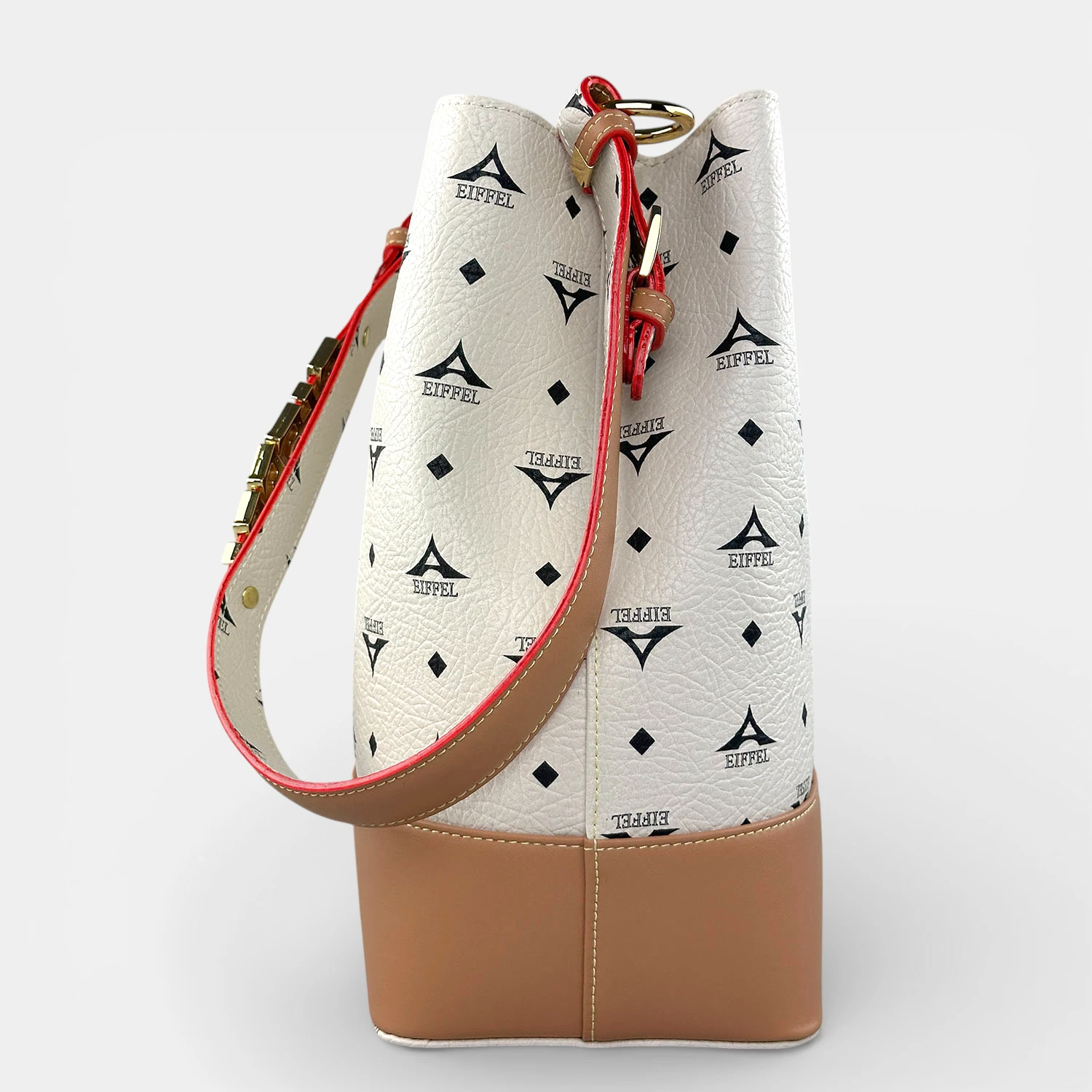 Τσάντα γυναικεία ώμου La Tour Eiffel εκρού με εσωτερικές θήκες και φερμουάρ