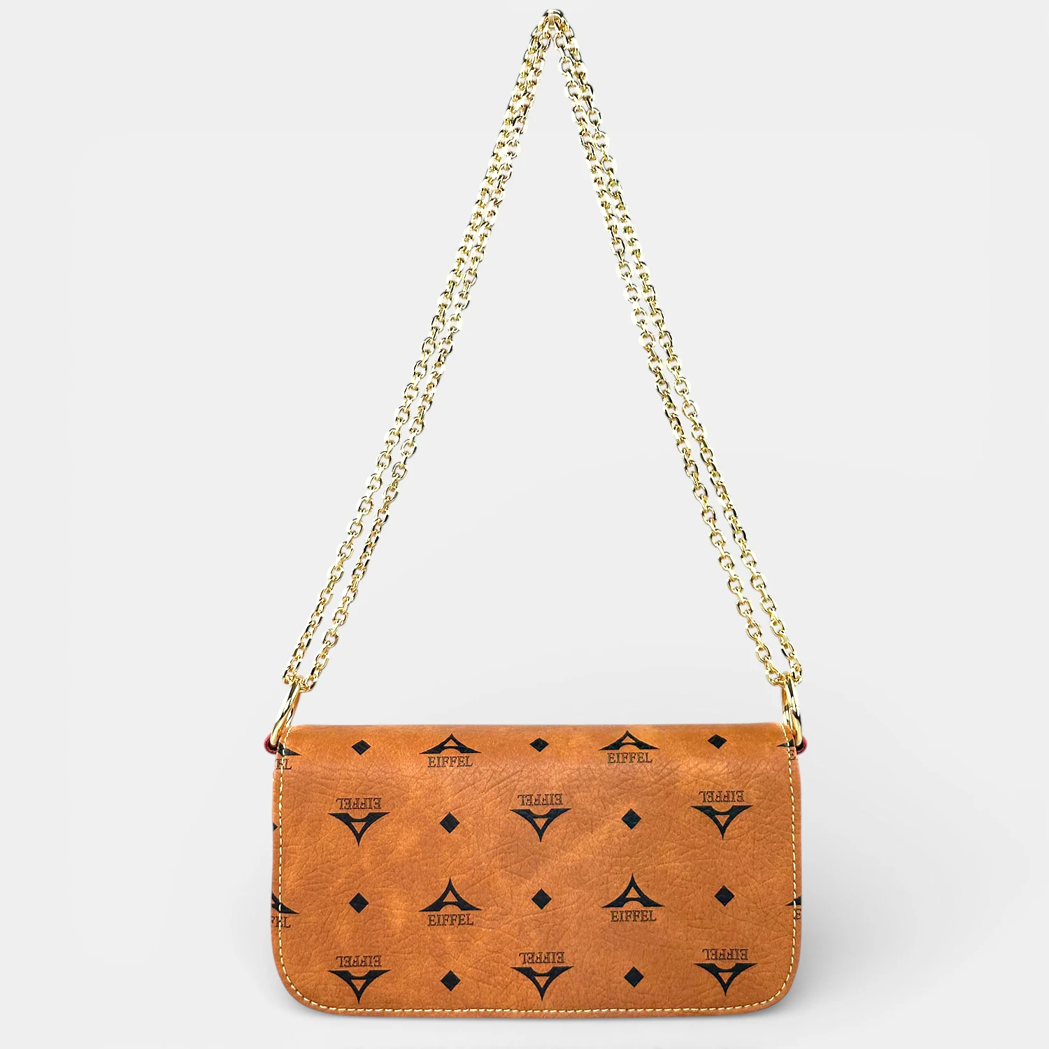Τσάντα γυναικεία ώμου La Tour Eiffel ταμπά με χρυσή αλυσίδα και λογότυπο