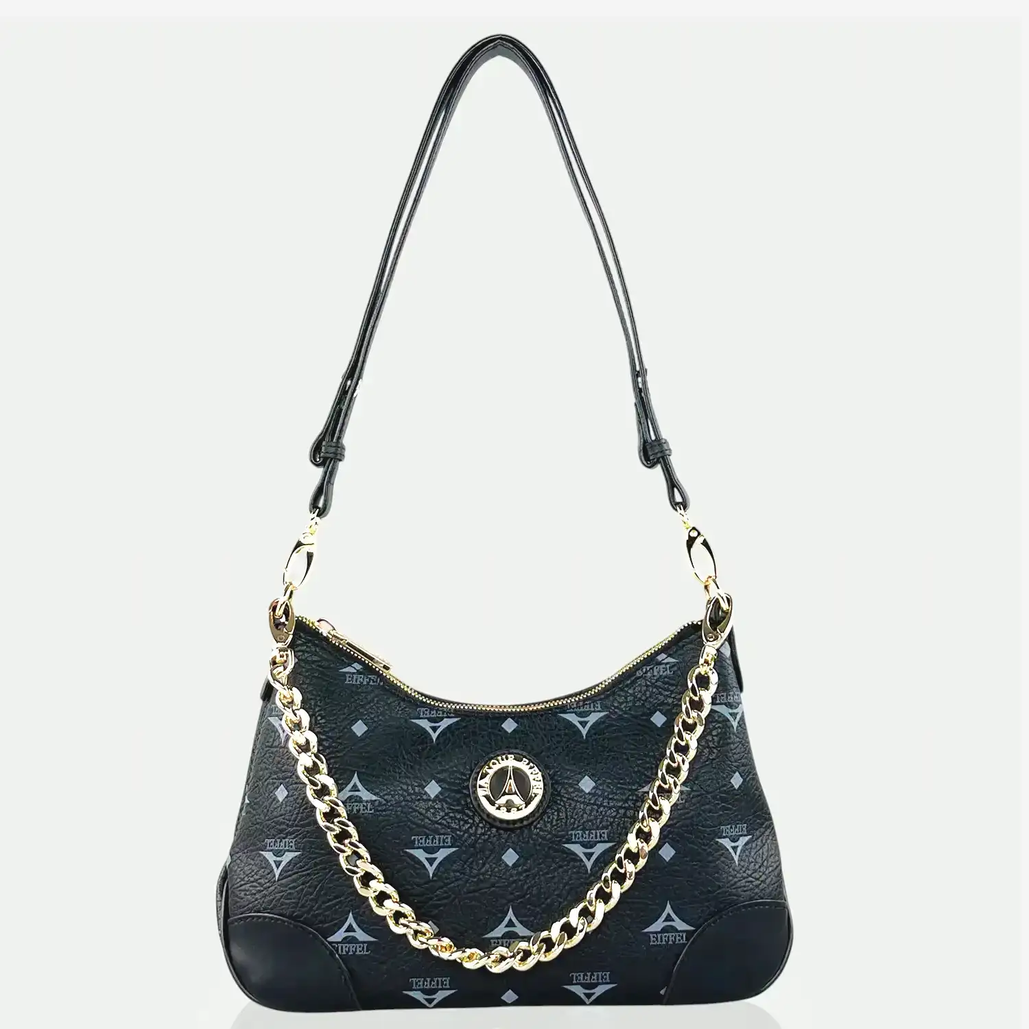 Γυναικεία τσάντα ώμου και χιαστί La Tour Eiffel με δερμάτινες λεπτομέρειες