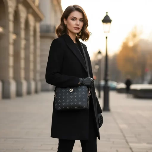 Τσάντα γυναικεία Ώμου και Χιαστί La tour Eiffel Μαύρη 36-251005-1M