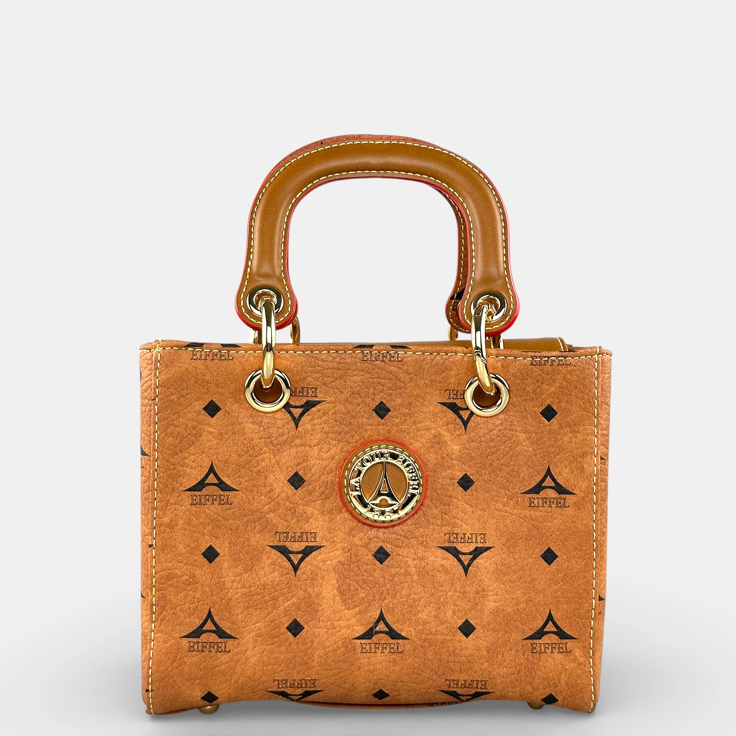 Τσάντα γυναικεία χειρός μικρή La Tour Eiffel ταμπά με καπάκι και λουρί χιαστί