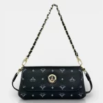 Τσάντα γυναικεία ώμου χιαστί La Tour Eiffel μαύρη με πλεκτή αλυσίδα