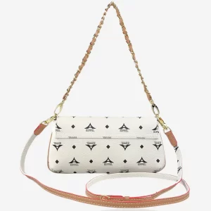 Τσάντα γυναικεία ώμου χιαστί La Tour Eiffel εκρού με πλεκτή αλυσίδα