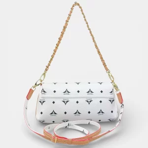 Τσάντα γυναικεία ώμου χιαστί La Tour Eiffel λευκή με πλεκτή αλυσίδα